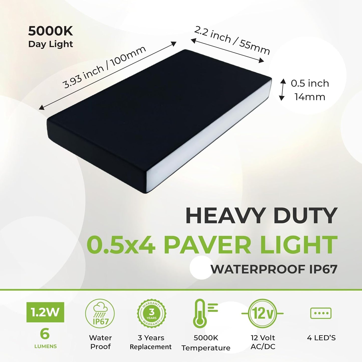 LUMENGY Paver Light Slim 0.5x4 Inch (0.47 x 3.93) Glare-Free Steel Lighting for Pavers, Brick, Walls, Driveways, Walkways & Pathways, 5000K Daylight, Waterproof, Drive-Over, Weird 12V AC/DC