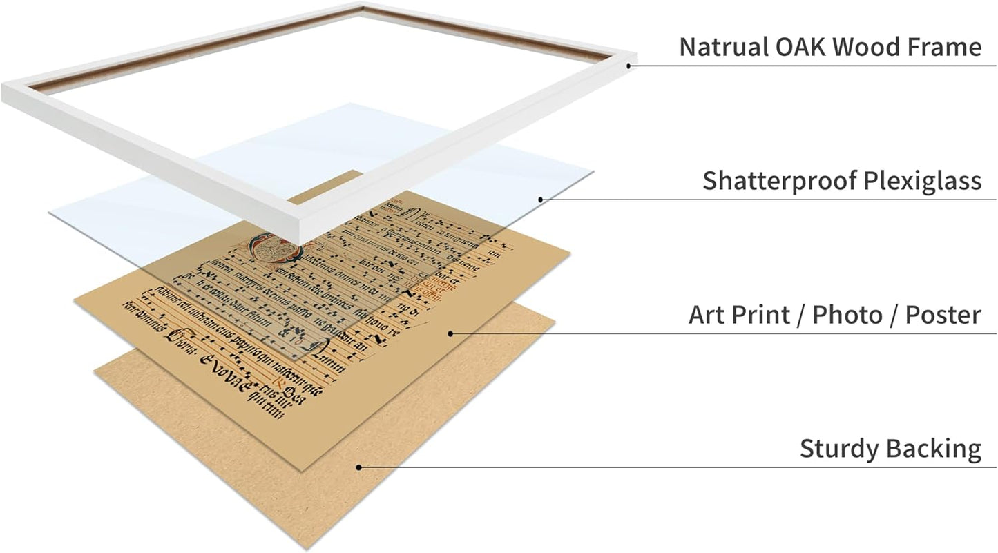 Poster Master Vintage Hymnal Poster - Retro Music Print - Gift for Artist, Friend - Graduale Aboense, Gregorian Chant Manuscript, Score - Wall Decor for Living Room, Bedroom, 8x10 White Framed