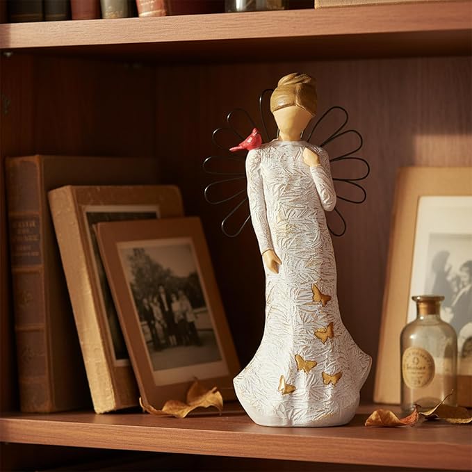 NAN ZAI NAN FANG Sympathy Angel Figurines for Loss of Loved Ones Angel Statues Home Decor Serenity Prayer Gifts for Women Resin Sculpted Hand-Painted Figure Bereavement Gift Praying Hands Statue