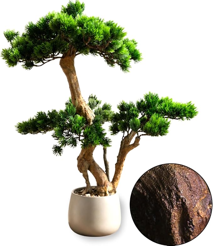 Artificial Bonsai Tree 26" Tall with Realistic Wood and Ceramic Pot, Fake Plants for Home, Bedroom and Office Desk, Japanese Decor