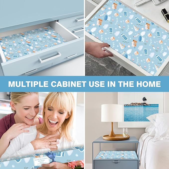 SCENTORINI Baby Powder Scented Drawer Liners for Dresser, 6 Sheets Fragrant Drawer Paper Liners Non-Adhesive Paper Sheets for Home Closet, Bedroom Drawers, Kitchen Cabinets