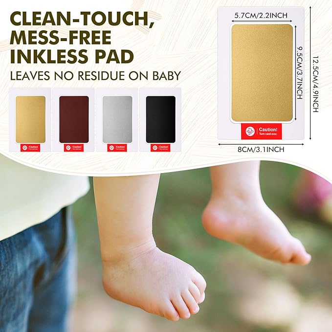 Jetec 8 Set Inkless Baby Footprint and Handprint Kit, Clean Touch Ink Pad for Baby Hand and Footprints, Dog Paw Print Kit with Ink Pads and Imprint Cards for Newborns Babies Pets Gifts (Colorful)