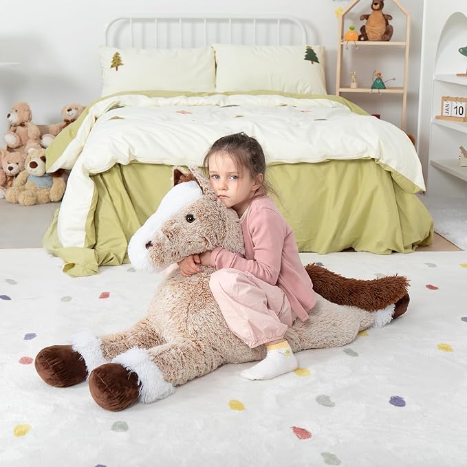 MaoGoLan Giant Horse Stuffed Animal, Large Horse Stuff Plush Toy for Girl Kid Boy, Realistic Stuffed Pony Plush Pillow Gifts for Easter Birthday Party Favor Christmas Decor, 47 inches, Brown