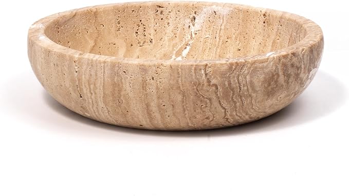 Shelf & Nook Travertine Decorative Bowls for Home Decor. Key Bowl for Entryway Table in a Choice of 5 Colors (Natural (Beige), Small)