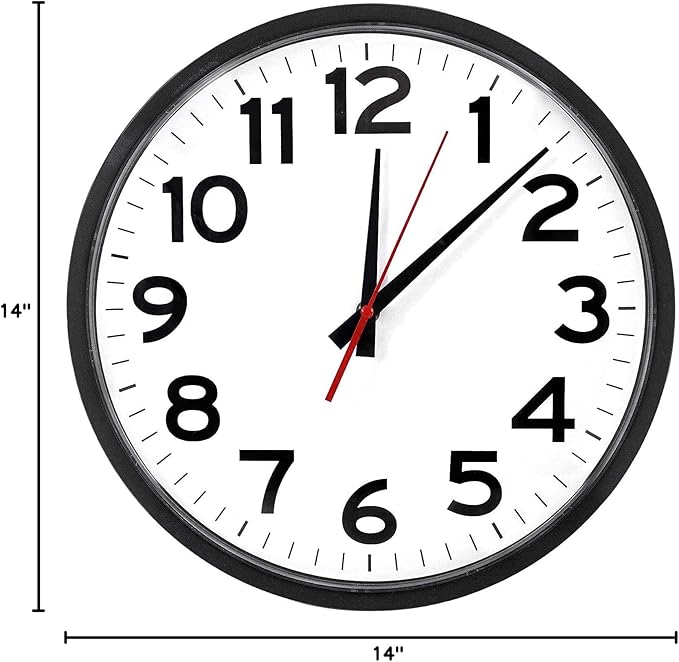 Ultimate Wall Clock | 14 Inch | Modern | Quartz | Analog | Home | Office | School | Gym | Indoor | Outdoor | Unbranded | Classic | Black | Battery Operated | Modern Décor | Ticking