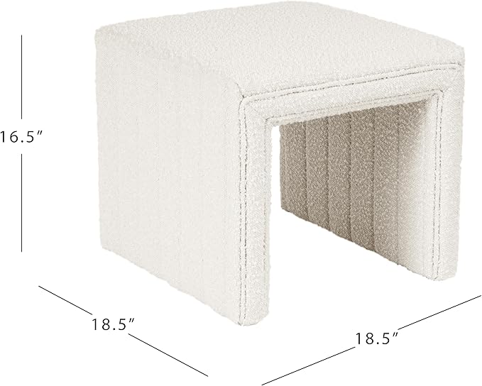 HomePop Modern Channel Tufted Ottoman|Homepop Home Décor|Ottoman for Living Room & Bedroom - Cream Boucle