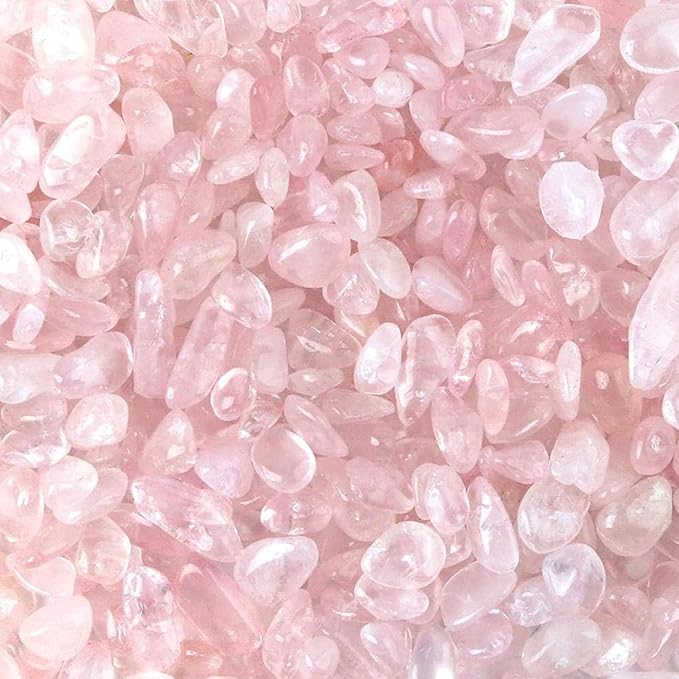 JOHOUSE Rose Quartz Crystals, 1lb Pink Crushed Rose Quartz Chips Bulk Tumbled Stones Irregular Shaped Succulent Pebbles Decorative Rocks for Aquarium Fish Tank Vase Filler DIY Crafts Indoor Plants