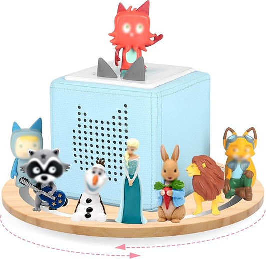 360° Round Turntable for Tonies Box 1/2 Organizer Storage Shelf, Magnetic Stand Holder for Toniebox Player Tonies Figures, Display Collection 10~15 Tonie Box Characters (Natura)