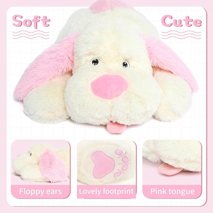MorisMos Giant Dog Stuffed Animals, 51inch Large Stuffed Dog Plush Soft Big Pillow Gifts for Kids,Girls, Boys, Pink