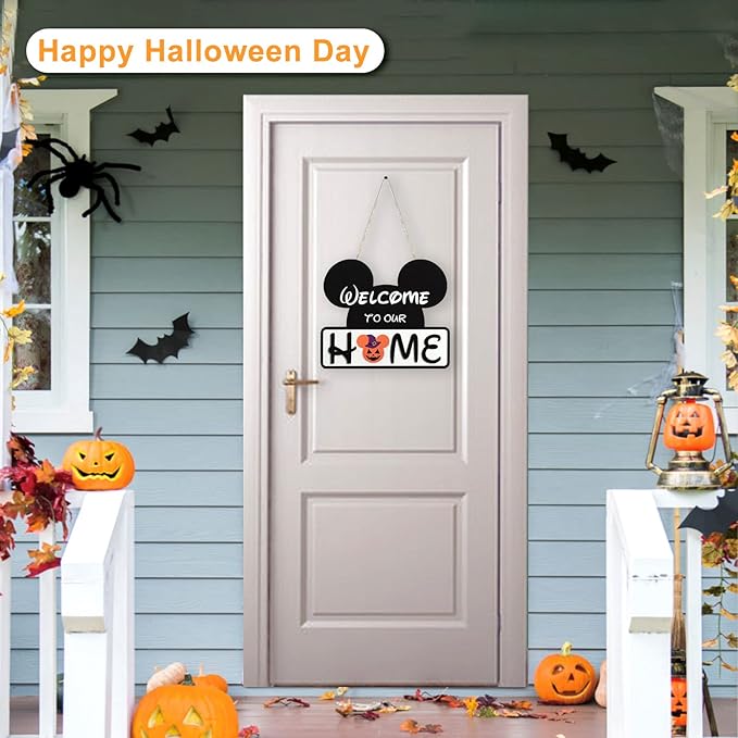 Cute Mouse Interchangeable Seasonal Welcome Door Sign for Front Door Decor, Interchangeable Welcome to Our Home Sign for Farmhouse Wall Porch Decor, Housewarming Gift