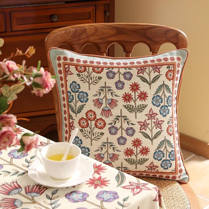 bilin gaier Rectangle Linen Throw Pillow Covers,28"x12" Set of 2-Lohi A | Designer Vintage Elegant Pillow Cover,Concealed Zipper,Colorful Floral Pattern,Sofas,Bedroom,Living Room,Chairs