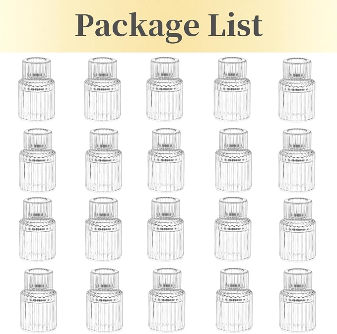 Candle Holder Glass Candlestick Holders: Hewory 20PCS Clear Taper Candle Holders Bulk for Table Centerpiece, Glass Candle Holder Candle Stick Holder Decor for Christmas Wedding Party Bridal Showers