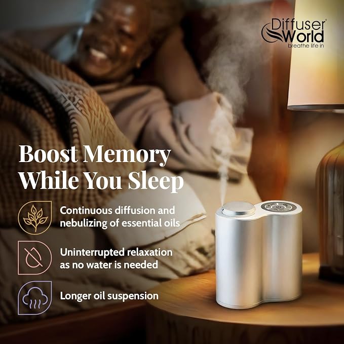 800 Sq Ft Waterless Diffuser for Essential Oils, Aroma Infinity Silver Portable Aroma Atomizer for Room Fragrance, Home Scent Machine, Air Aromatherapy Oil Diffusers