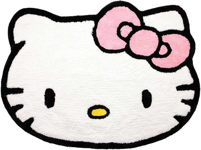 Jay Franco Hello Kitty Plush White Fluffy Accent Rug - 4 x 3 ft Area Rug for Bedroom or Living Room Decor