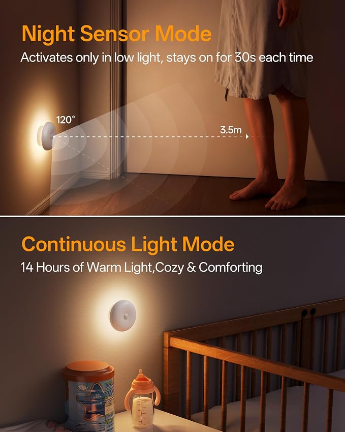Homelist 2026 New 1500mAh Indirect Lighting Night Light, 3 Pack Bedside Table Lamp, Dimmable Rechargeable Motion Sensor Lights Indoor for Bedroom Nightstand, Cabinet, Porch, Hallway, Stairs