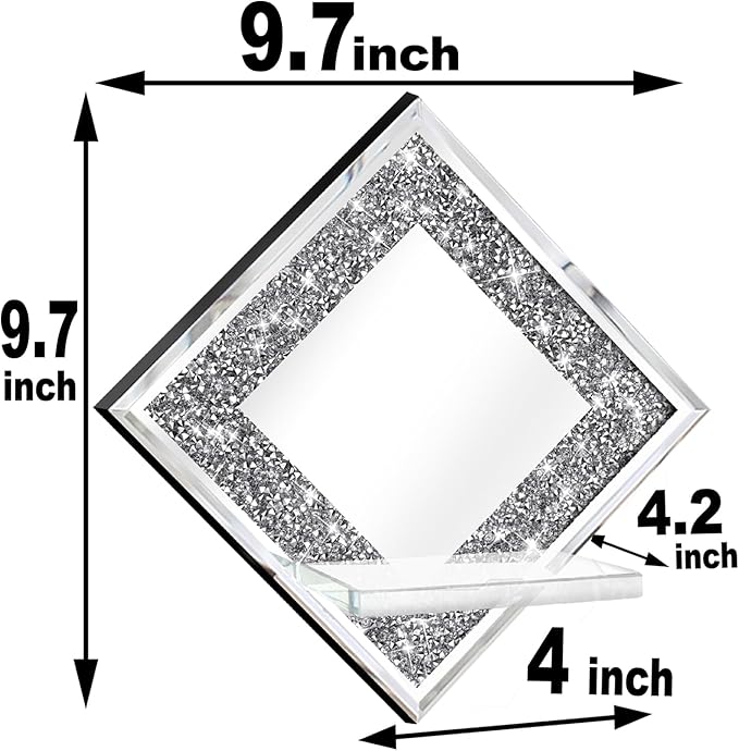 ZOLAPI Crystal Crush Diamond Wall Candle Holder Set of 2, Diamond Silver Mirrored Candle Sconces, Home Wall Decoration for Living Room, Dining Room & Bedroom.