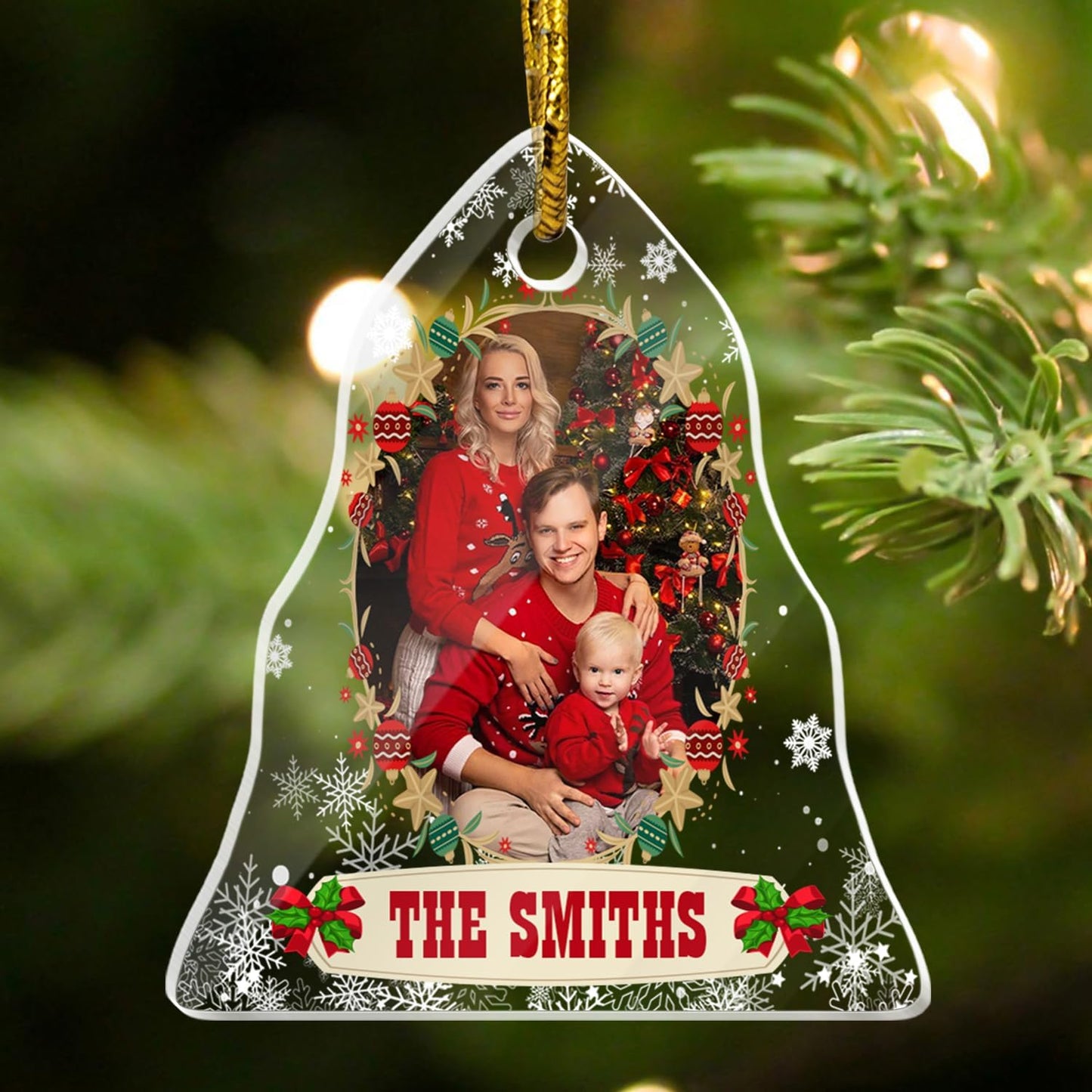 Personalized Photo Crystal Ornaments, Christmas Tree Hanging Glass Pendant, Custom Ornaments for Mom/Dad, Design Family Picture, Gifts for Christmas, Wedding Gifts for Couples