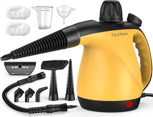 Multi-Surface Portable Steam Cleaner with 11Pcs Accessories, Chemical-Free Pressurized Steamer for Cleaning, Hand Held Steamer for Car, Furniture, Floor, Tile Grout and Home Use