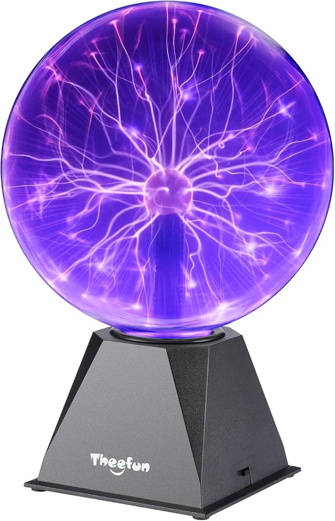 Theefun Plasma Ball, 8 Inch Huge Plasma Globe Birthday Gifts Touch & Sound Sensitive Ball Lamp Electric Lightning Novelty Light for Parties, Home, Prop, Room Decoration, Purple