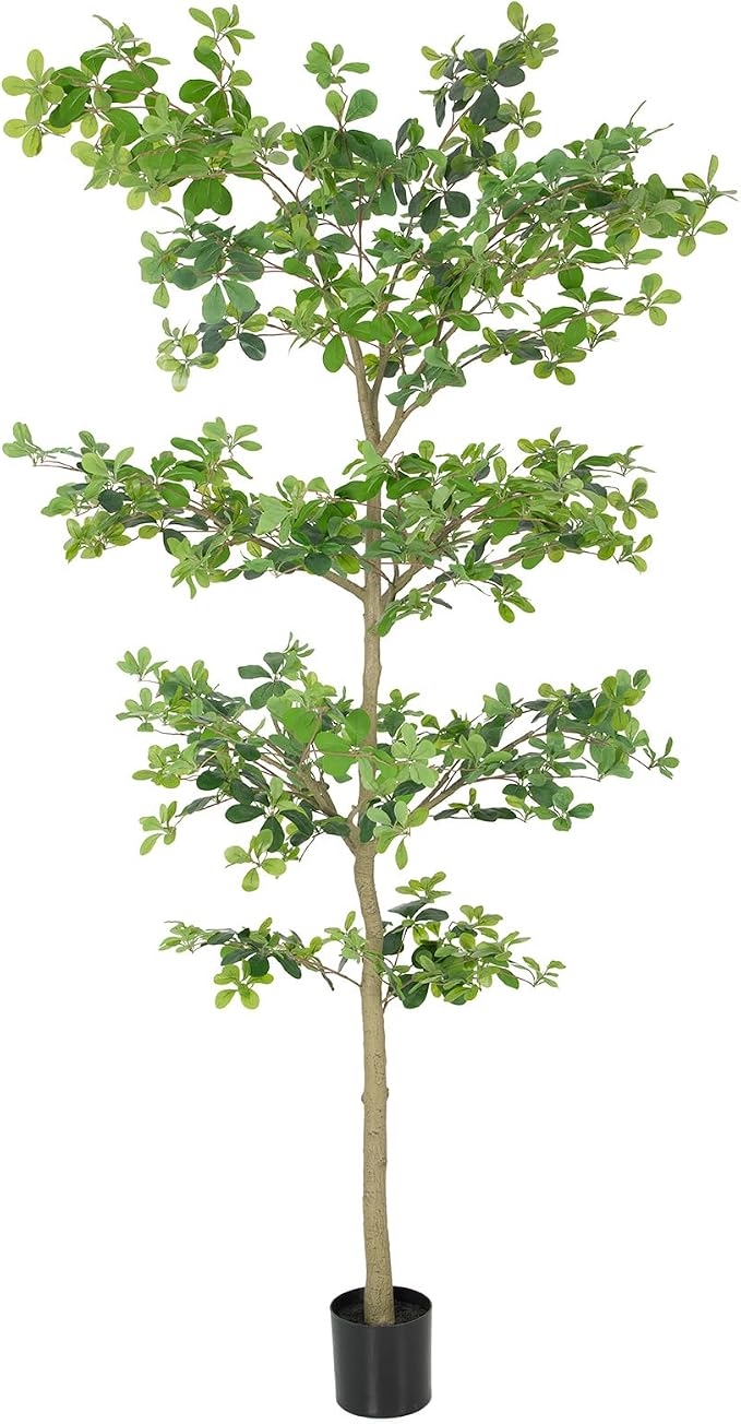 Bellacat Faux Black Olive Tree 8ft, Tall Faux Trees Indoor with Natural Trunk and Realistic Leaves. 8 Feet(96in) Artificial Tree for Home Office Décor