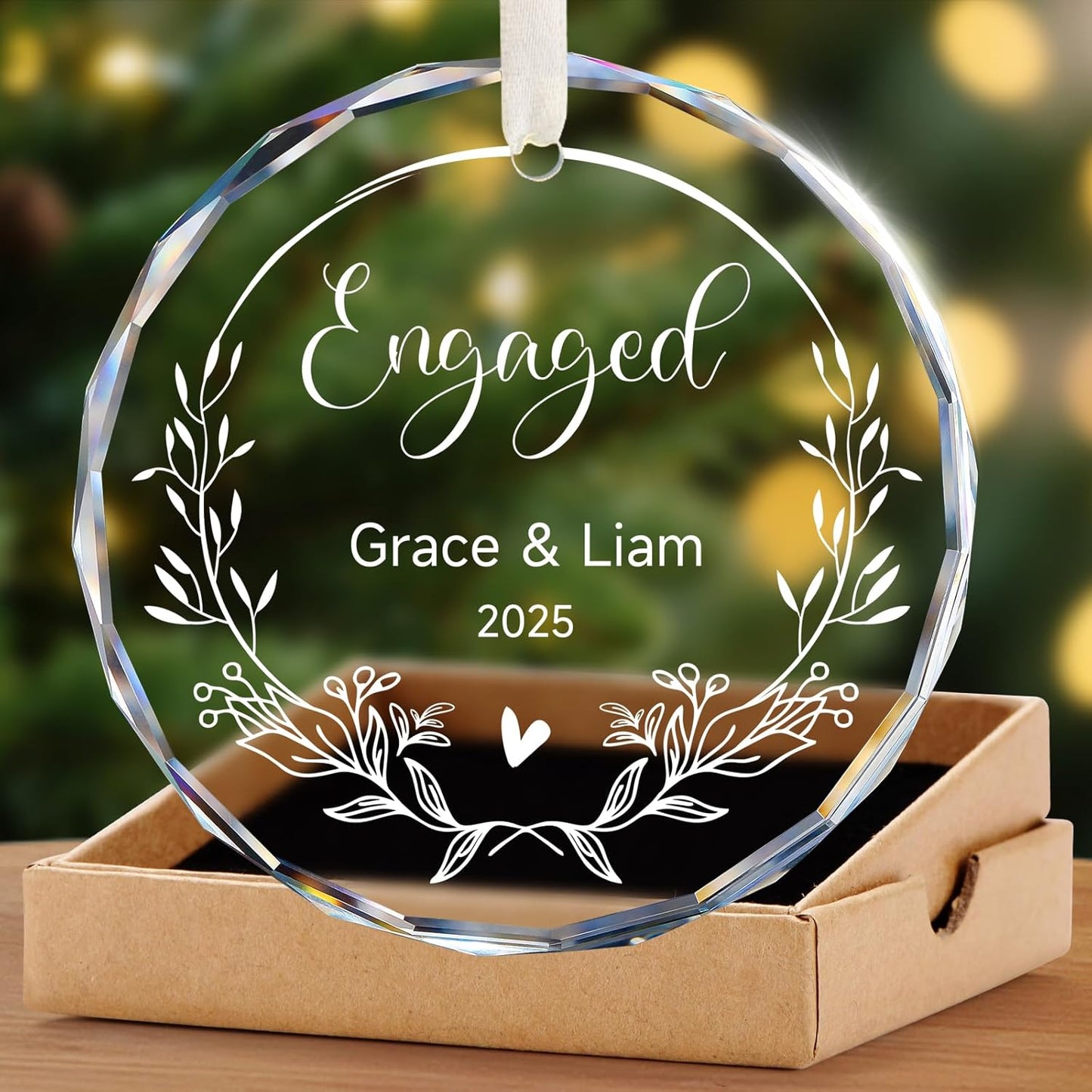 Engagement Gifts for Couples - Personalized Ornaments Keepsake Gift for Newly Engaged, Women, Fiance, Her - Bride to Be Gifts, Just Engaged Ornament 2025 - Christmas Tree Decorations