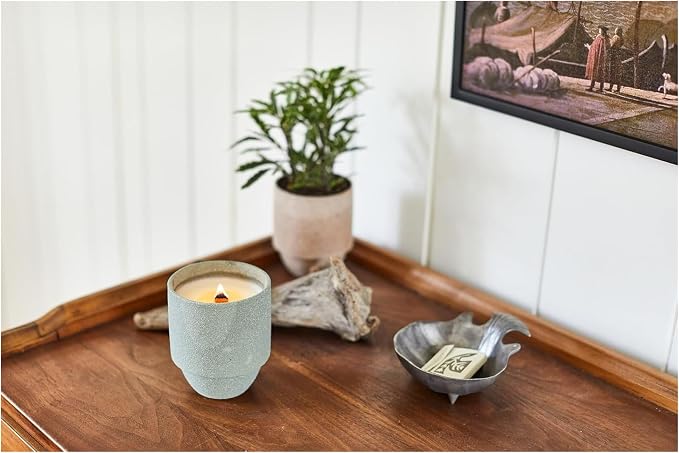 Paddywax Parks, Olympic Scented Candle in Reusable Ceramic Jar with Crackling Wood Wick, Soy Candle with Approx. 77 Hour Burn Time, Decorative Gift Candles for Home, Moss & Mint Scent, 11 oz