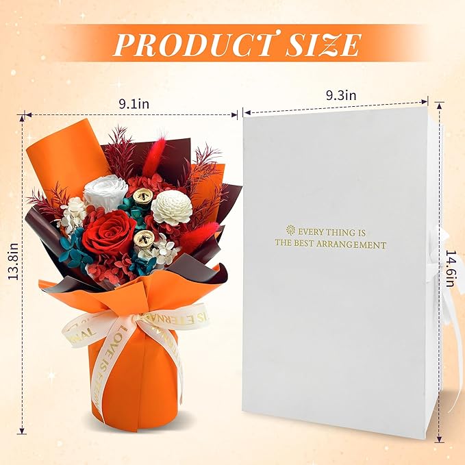 QOEAZY Flowers for Delivery, Preserved Flowers Bouquet with Gift Box, Rose Gifts for Women Mom Grandma