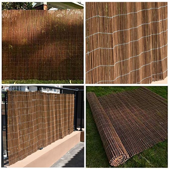 Landgarden Natural Willow Privacy Fence Screen, Wood Fence Rolls Cover for Outdoor Balcony Patio Garden Border, Eco-Friendly Willow Branches Panel, 5 Feet High x 9.8 Feet Long