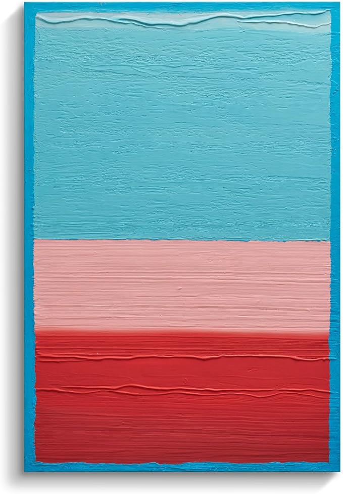 Modern Abstract Canvas Wall Art Minimalist Block Lines Oil Painting Artwork | Contemporary Hand-Painted Textured Wall Art for Living Room Bedroom Office, Colorful Original Wall Decor Ready to Hang 24x36"