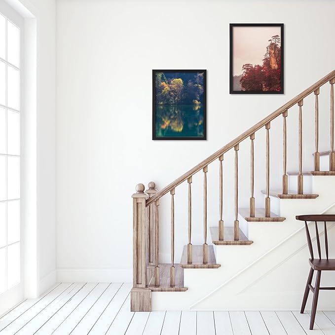 CORE ART 12x16 Frame, Black Picture Frames 8x12 with Mat or 12 x 16 without Mat, Wall Mount Gallery Poster Photo Frame Set of 4