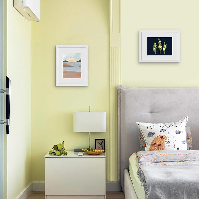 Picrit 8.5x11 Picture Frame Set of 12, Display 6x8 with Mat or 8.5 x 11 without Mat, Photo Frames for Wall Mounting or Table Top Display, White