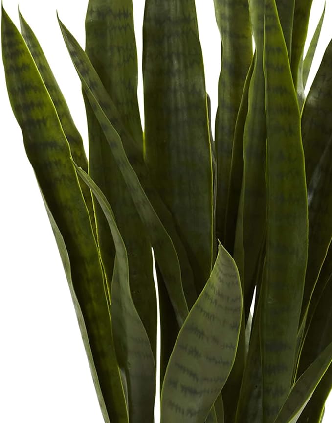 Nearly Natural 35in Artificial Snake Plant, Sansevieria Faux Greenery with Black Planter for Indoor Home Office Decor, Low Maintenance
