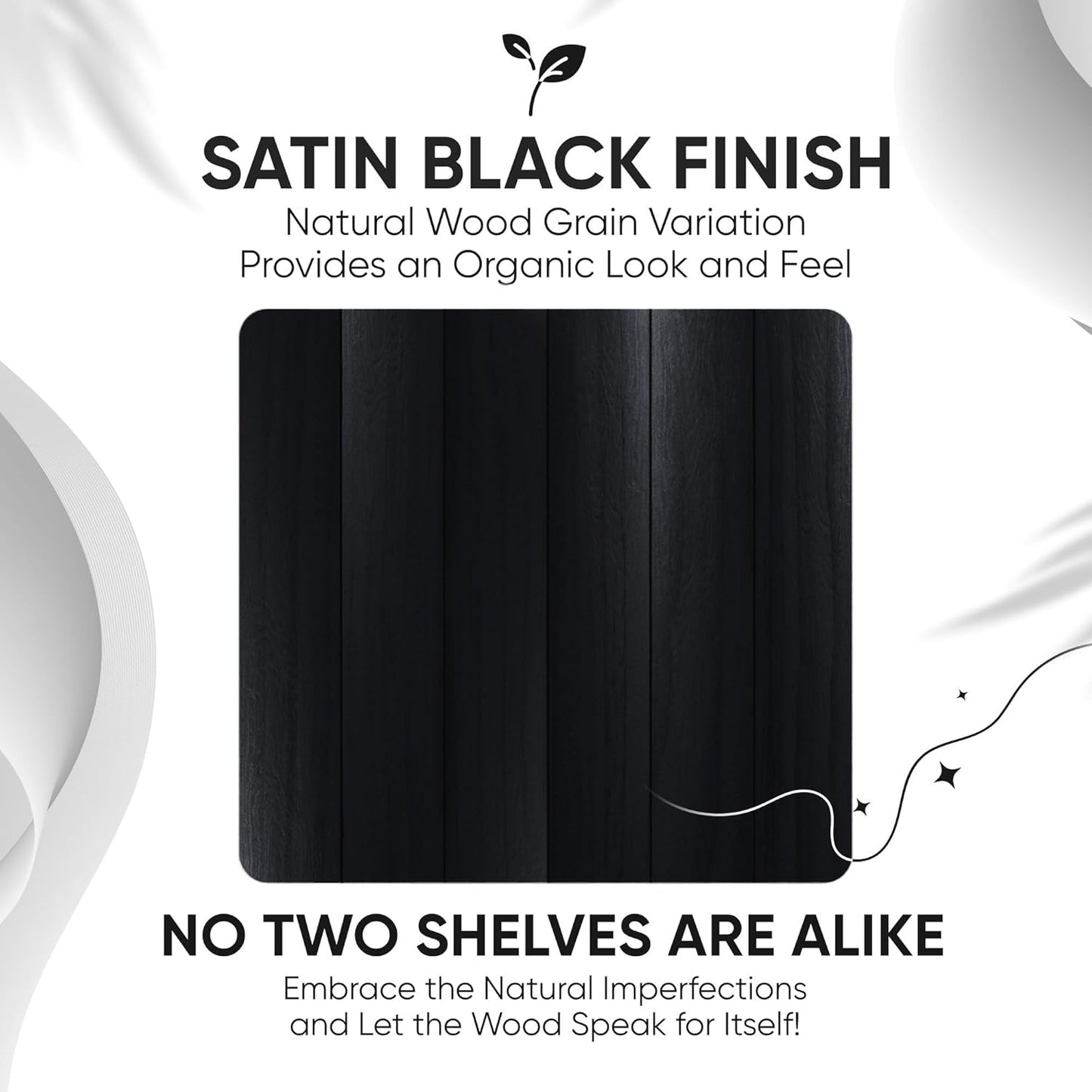 Homeforia 16 inch Black Floating Shelves, High End Solid Real Wood 16inch Bathroom Floating Shelves for Wall Mounted, 16in Wooden Small Floating Shelf, Heavy Duty Bracket, 16 X 6.5 X 1.75 in, Set of 2