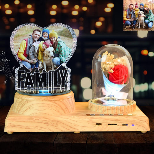 2D Crystal Photo, Personalized Gift with Your Own Photo Lamp, Custom Photos Crystal Night Light Gifts USB Low Power Lamp Birthday Christmas Family, Lover, Baby, Child Gifts