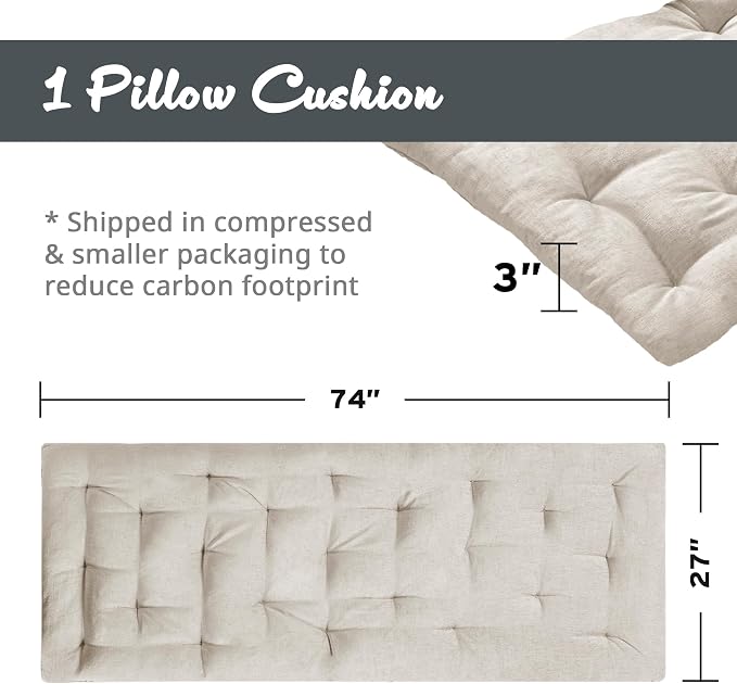 Intelligent Design Edelia Foldable Poly Chenille Light Weight Lounge Floor Pillow Cushion Tufted Seat for Meditation, Game Playing, Yoga, Reading with Travel Wrap, 74x27, Ivory