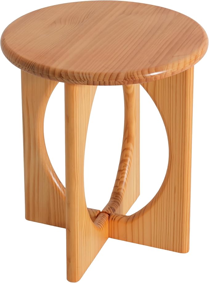 Christopher Knight Home Pines Modern Round Side Table, Living Room Sofa End Table, Small Coffee Table with Geometric Cross-Leg, Natural