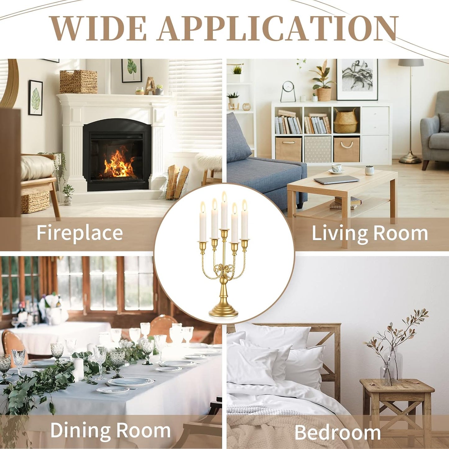 Sziqiqi Gold Candlestick Holder Candelabra - Taper Candle Holders for Wedding Centerpiece 5-Arms Candle Stick Stands for Candlelight Dinner Table Christmas Mantel Festivals