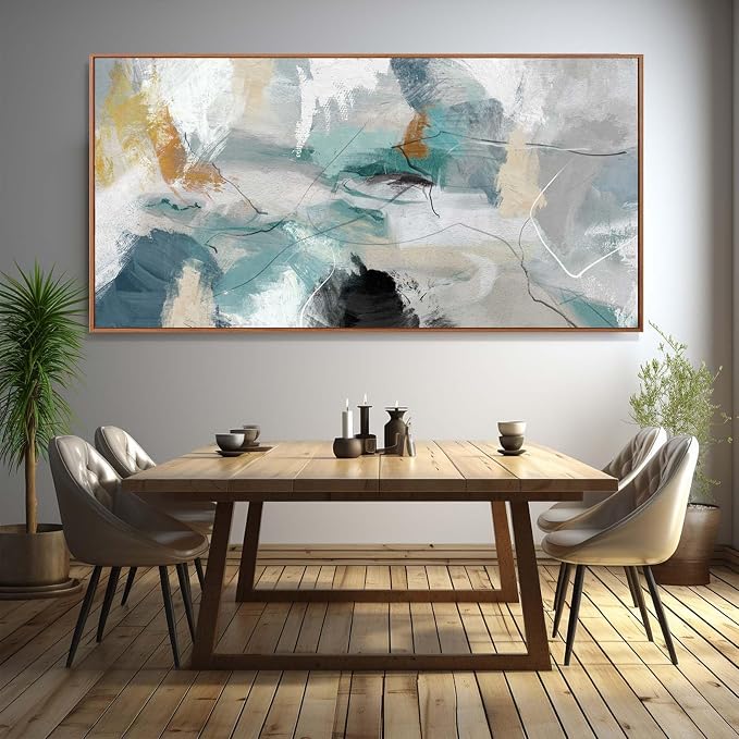 Kureful Green and White Canvas Wall Art Contemporary Wall Decor Abstract Poster Printing 36"x70" Office Art Pictures Bedroom Decorations