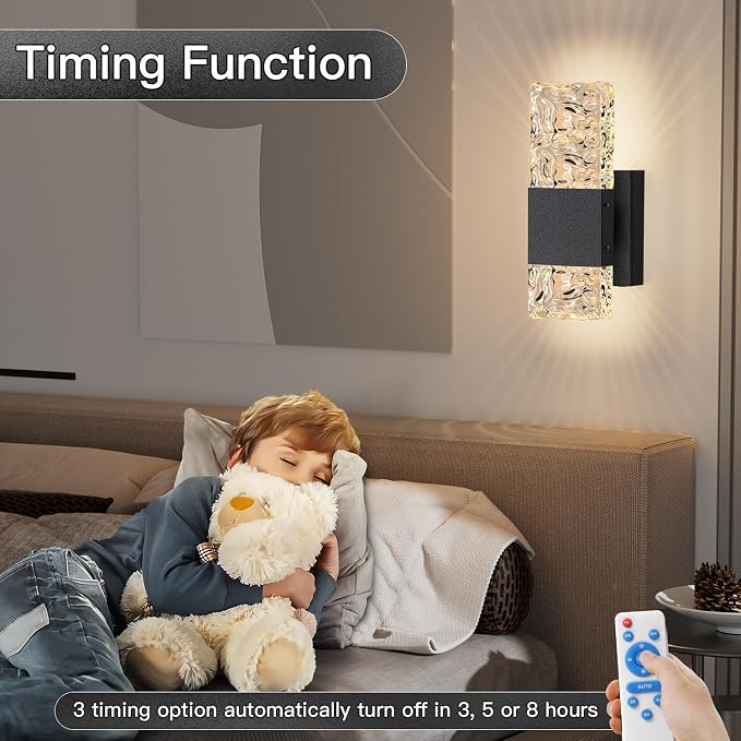 camuucci Battery Operated Wall Sconce Rechargeable Battery Powered 12000mAh Wall Light Indoor Not Hardwired Wall Lamp Fixtures for Bedroom Living Room 2Pack