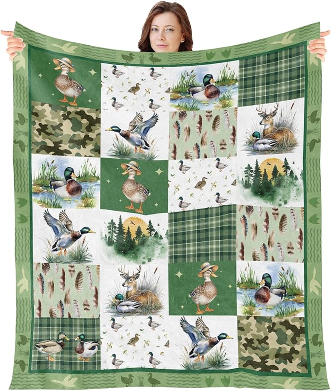 Wxiben Mallard Duck Throw Blanket - Wild Duck Gifts Blanket for Boys Girls Aniaml Throw Blankets for Ducks Lovers Kids Women Men Gifts Ducks Blankets for Home Couch Bed Outdoor 60 x 50 Inches