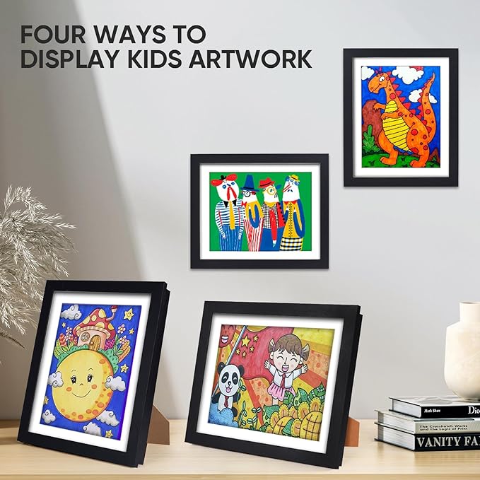Kids Artwork Frames Changeable - Kids Art Frame,Kids Art Frames Front Opening Holds 150,Children Art Projects Kids Art Frames,8.5x11 Black Picture Frame for Display Kid Art work,With Storage