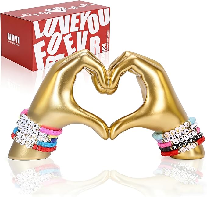 Gold Decor for Singer Fans Lover Merch Heart Hands Sculpture, Home Decor Living Room Accent Decor Love Statue for Bedroom Bookshelf Coffe Table Aesthetics Decorations Gifts for Women Mom Girlfriend