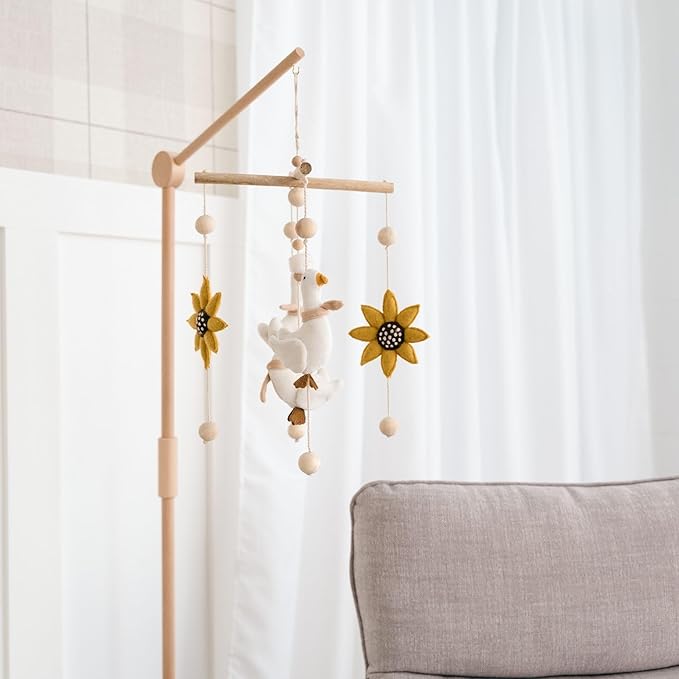 Crane Baby Goose Nursery Ceiling Hanging, Charlie Farmhouse Baby Mobile for Crib, Handmade Mobile with Geese and Sunflowers, Gender Neutral Nursery Decor, Baby Crib Accessories