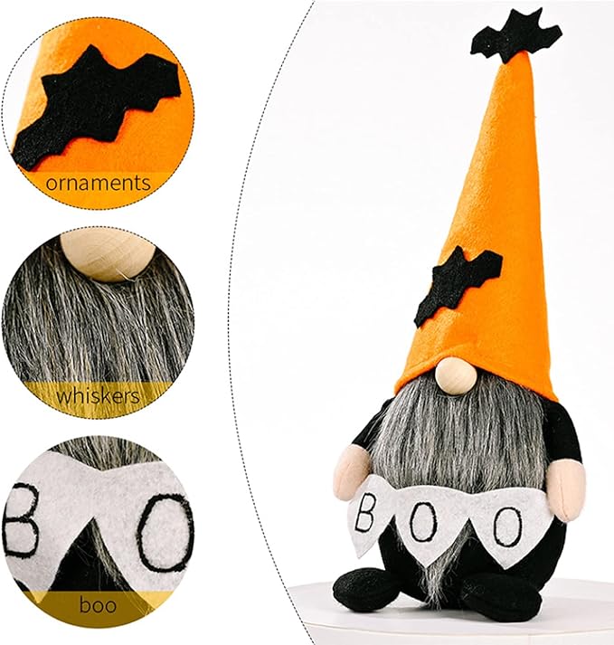 2 Pack Halloween Gnomes Plush Decor,Handmade Witch Swedish Tomte Gnome Nisse Scandinavian Ornaments Elf Dwarf for Home Halloween Day Party Table Decorations Kids Gift