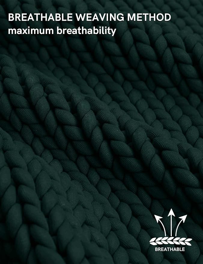 YnM Chunky Throw Blanket, Medium-Weight, Hand Knitted, Skin Friendly, Ventilated and Breathable, Machine Washable, Home Décor Piece for Couch, Sofa and Bed (Pacific Green, 40x50 Inch)
