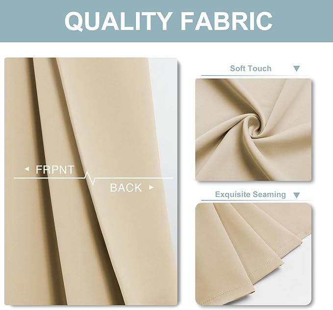 ChrisDowa Blackout Curtains 54 inches Long for Bedroom - 2 Panels Set Grommet Thermal Insulated Room Darkening Curtains for Living Room (Biscotti Beige, 38 x 54 Inch)