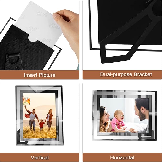 IZIDDO 5x7 Picture Frames Set of 2, Silver Glass Photo Frame for Tabletop Display, Gifts Picture Frame, Horizontally or Vertically