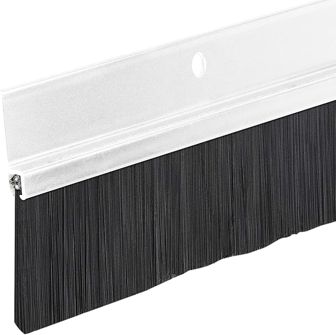 Brush Sweep Door Sweep with Black 1 1/2" Brush (3 FT, Clear Anodized)