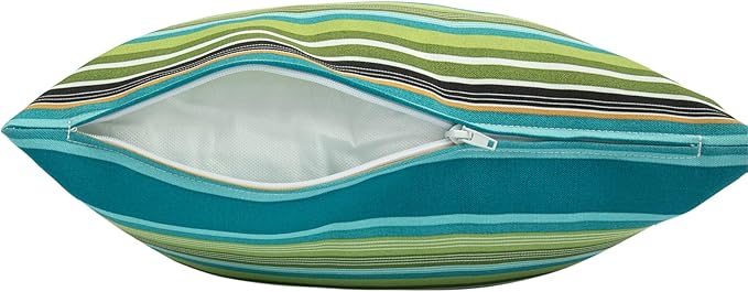 Waterproof Outdoor Throw Pillow Covers Set of 2,Home Decor for Garden Patio Furniture,Couch,Sofa 18 x18 Inch Decorative Pillows Cover Only,NO Insert(Green Stripe)