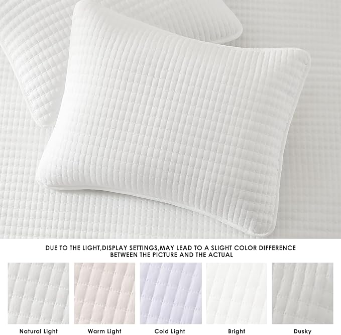 WRENSONGE White California/Oversized King Size Quilt Bedding Set with 2 Pillow Shams -3 Pieces Lightweight Soft Summer Bedspreads Coverlet for All Season